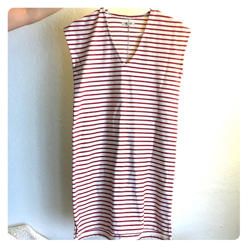 Madewell Vacances Cream/Red Striped Dress